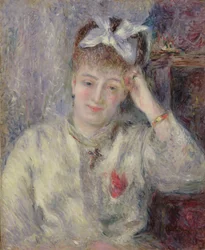 Madame Murer leunend op de piano, c.1878